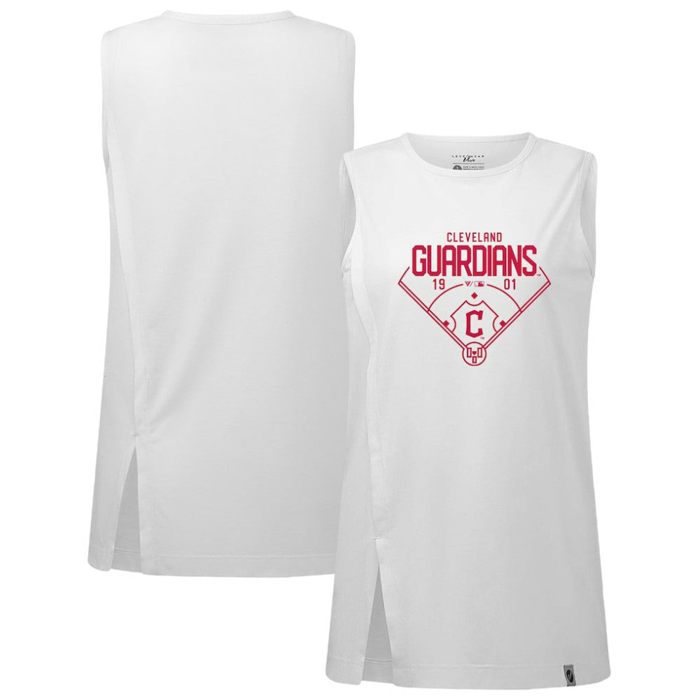 Cleveland Guardians Levelwear Women's Influx Home Field Tank Top - White - MLB Sale