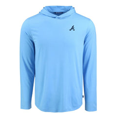 Atlanta Braves Cutter & Buck Coastline Epic Comfort Recycled Eco Hoodie Long Sleeve T-Shirt - Powder Blue - MLB Sale
