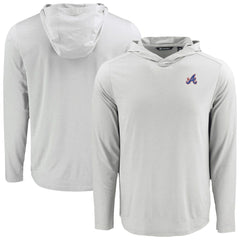 Atlanta Braves Cutter & Buck Coastline Epic Comfort Recycled Eco Hoodie Long Sleeve T-Shirt - Gray - MLB Sale