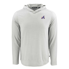 Atlanta Braves Cutter & Buck Coastline Epic Comfort Recycled Eco Hoodie Long Sleeve T-Shirt - Gray - MLB Sale