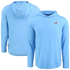 Atlanta Braves Cutter & Buck Coastline Epic Comfort Recycled Eco Hoodie Long Sleeve T-Shirt - Powder Blue - MLB Online