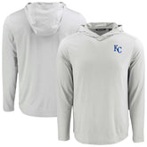 Kansas City Royals Cutter & Buck Coastline Epic Comfort Recycled Eco Hoodie Long Sleeve T-Shirt - Gray - MLB Lifestyle