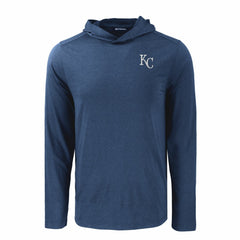 Kansas City Royals Cutter & Buck Coastline Epic Comfort Recycled Eco Hoodie Long Sleeve T-Shirt - Navy - MLB on Sale