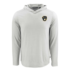 Milwaukee Brewers Cutter & Buck Coastline Epic Comfort Recycled Eco Hoodie Long Sleeve T-Shirt - Gray - MLB Sale