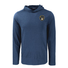 Milwaukee Brewers Cutter & Buck Coastline Epic Comfort Recycled Eco Hoodie Long Sleeve T-Shirt - Navy - MLB Online