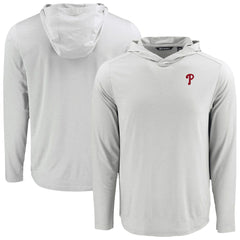 Philadelphia Phillies Cutter & Buck Coastline Epic Comfort Recycled Eco Hoodie Long Sleeve T-Shirt - Gray - MLB Discount