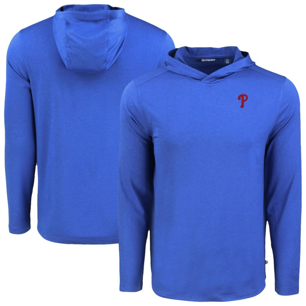 Philadelphia Phillies Cutter & Buck Coastline Epic Comfort Recycled Eco Hoodie Long Sleeve T-Shirt - Royal - MLB Lifestyle