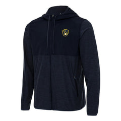 Milwaukee Brewers Antigua Sway Full-Zip Hoodie - Navy - MLB Discount
