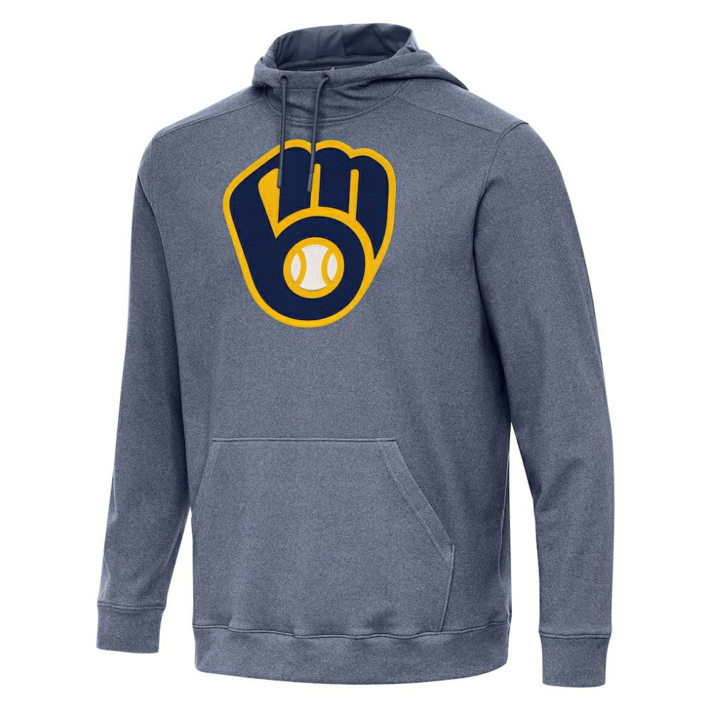 Milwaukee Brewers Antigua Cloud Pullover Hoodie - Heather Navy - MLB Lifestyle
