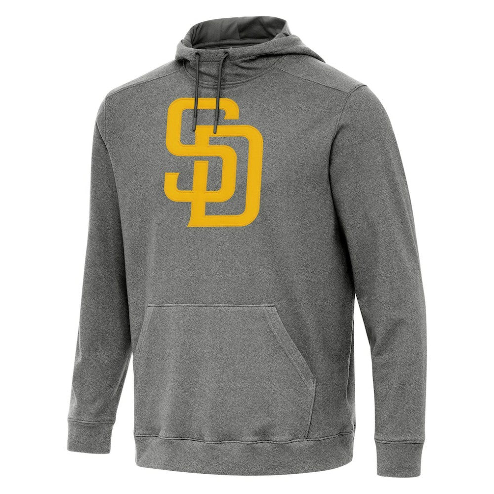 San Diego Padres Antigua Cloud Pullover Hoodie - Heather Black - MLB Discount