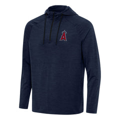 Los Angeles Angels Antigua Spikes Quarter-Zip Pullover Hoodie - Heather Navy - MLB Lifestyle