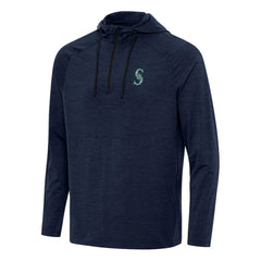 Seattle Mariners Antigua Spikes Quarter-Zip Pullover Hoodie - Heather Navy - MLB Sale