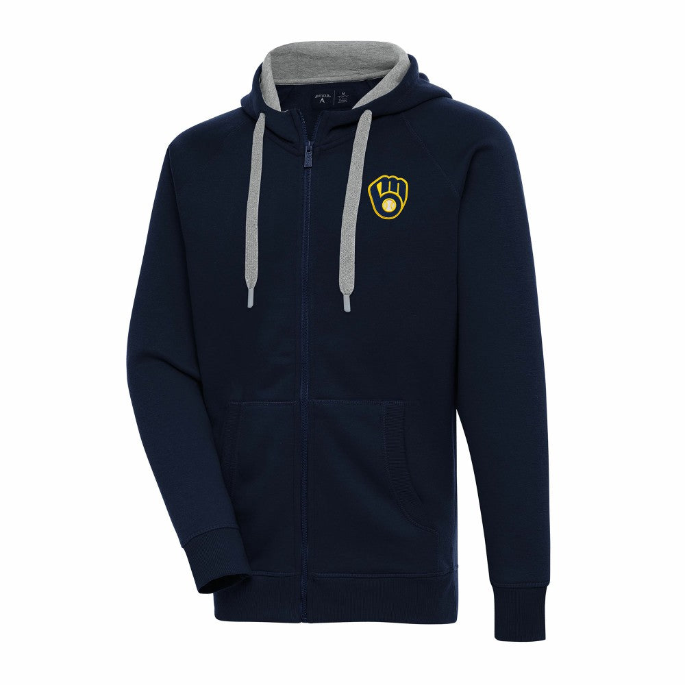 Milwaukee Brewers Antigua Big & Tall Victory Full-Zip Hoodie Jacket - Navy - MLB Lifestyle