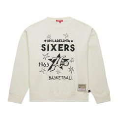 Philadelphia 76ers Women's Hardwood Classics Pullover Sweatshirt Cream | Mitchell & Ness online