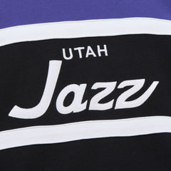 Utah Jazz Hardwood Classics Vintage Logo Head Coach Pullover Sweatshirt Black/Purple | Mitchell & Ness for sale