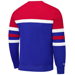 Philadelphia 76ers Hardwood Classics Vintage Logo Head Coach Pullover Sweatshirt Royal/Red | Mitchell & Ness Near Me