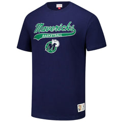 Dallas Mavericks Hardwood Classics Felt Applique Slub T-Shirt for sale Navy | Mitchell & Ness online