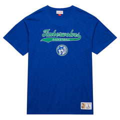 Minnesota Timberwolves Hardwood Classics Felt Applique Slub T-Shirt Blue | Mitchell & Ness