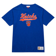 New York Knicks Hardwood Classics Felt Applique Slub T-Shirt Blue | Mitchell & Ness