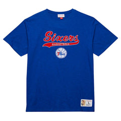 Philadelphia 76ers Hardwood Classics Felt Applique Slub T-Shirt Royal | Mitchell & Ness