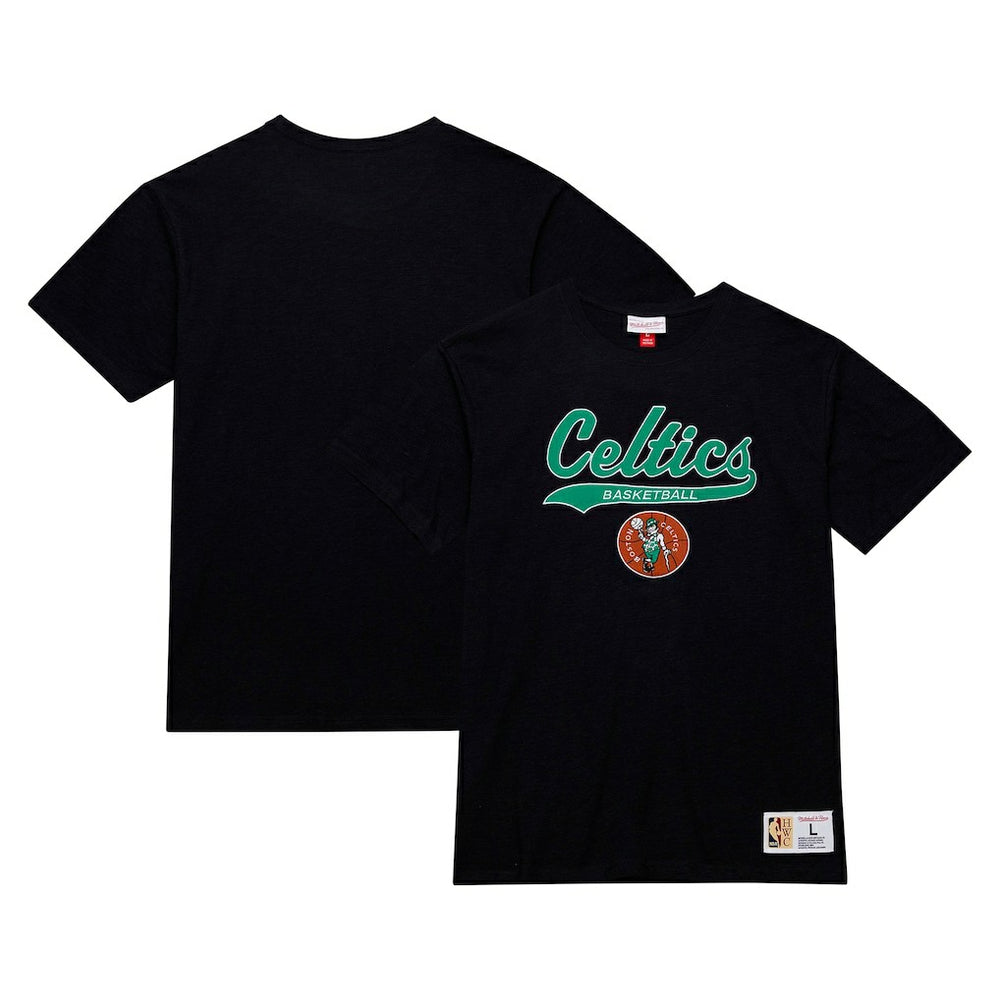 Boston Celtics Hardwood Classics Felt Applique Slub T-Shirt Black | Mitchell & Ness Lifestyle