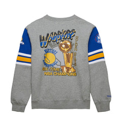 Golden State Warriors Hardwood Classics All Over 4.0 Pullover Sweatshirt for sale Heather Gray | Mitchell & Ness for sale