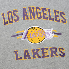 Los Angeles Lakers Hardwood Classics All Over 4.0 Pullover Sweatshirt Heather Gray | Mitchell & Ness US
