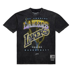 Los Angeles Lakers Unisex Hardwood Classics Vintage Voltage Premium Heavyweight T-Shirt Black | Mitchell & Ness for sale