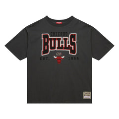 Chicago Bulls Women's Hardwood Classics Oversized Boyfriend T-Shirt for sale Charcoal | Mitchell & Ness