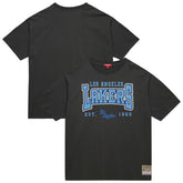 Los Angeles Lakers Women's Hardwood Classics Oversized Boyfriend T-Shirt Charcoal | Mitchell & Ness