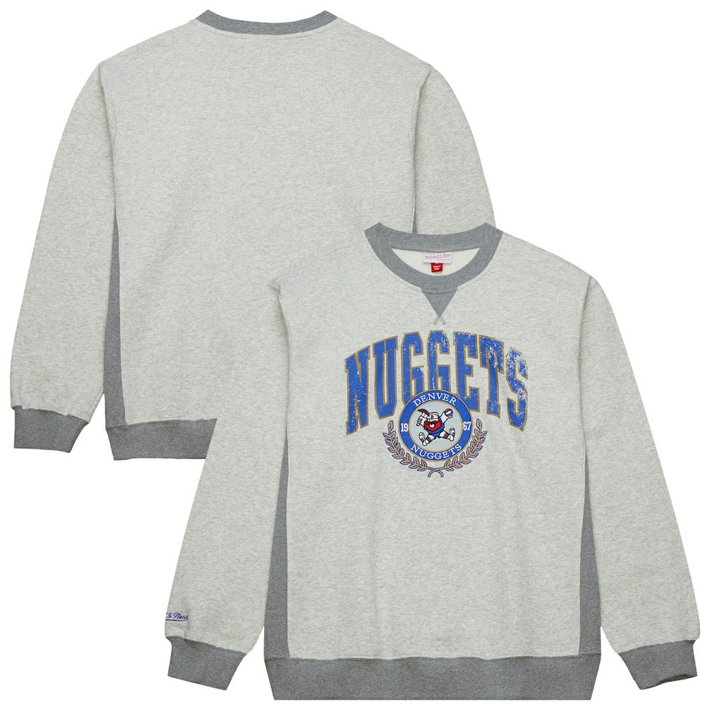 Denver Nuggets Vintage Logo Pullover Sweatshirt for sale Heather Gray | Mitchell & Ness