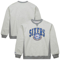 Philadelphia 76ers Vintage Logo Pullover Sweatshirt Heather Gray | Mitchell & Ness outlet