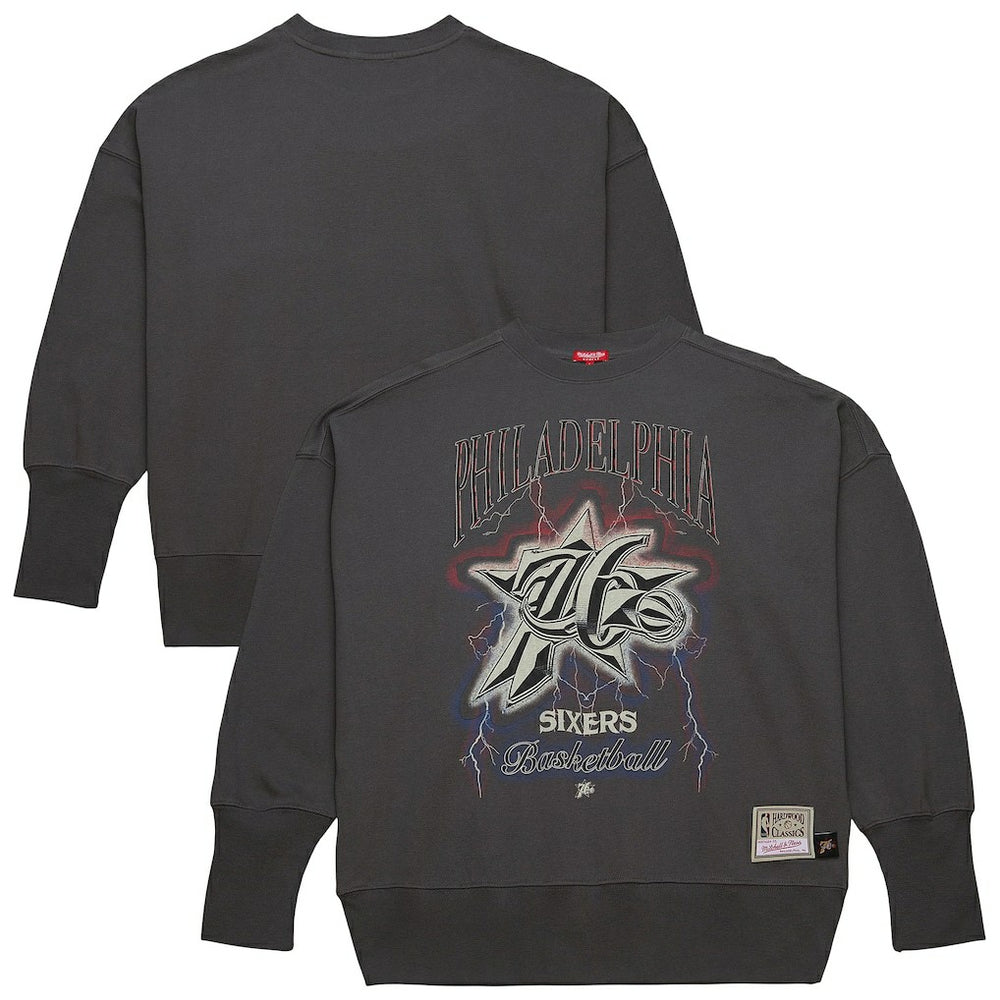 Philadelphia 76ers Women's Hardwood Classics Lightweight Pullover Sweatshirt Charcoal | Mitchell & Ness online