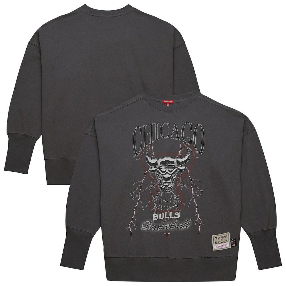 Chicago Bulls Women's Hardwood Classics Lightweight Pullover Sweatshirt Charcoal | Mitchell & Ness for sale