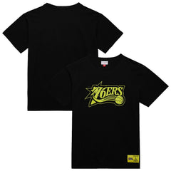 Philadelphia 76ers Hardwood Classics Neon Nights Premium T-Shirt Black | Mitchell & Ness Lifestyle