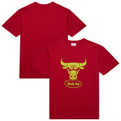 Chicago Bulls Hardwood Classics Neon Nights Premium T-Shirt for sale Red | Mitchell & Ness outlet