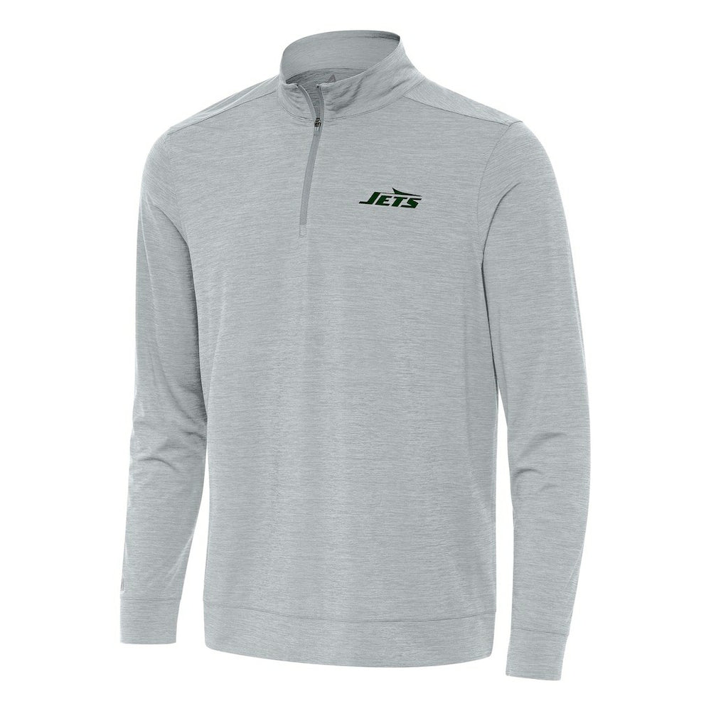 New York Jets Antigua Bright Quarter-Zip Top Heather Gray