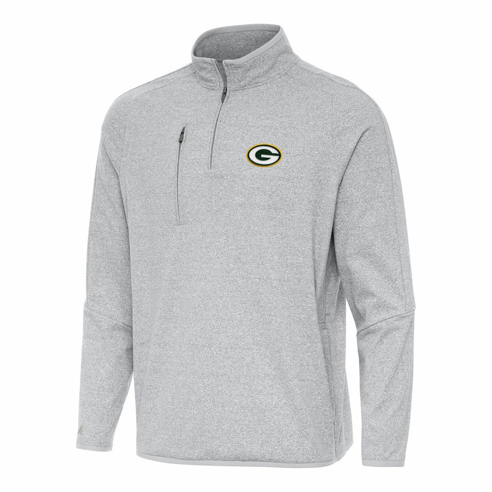 Green Bay Packers Antigua Certain Tri-Blend Quarter-Zip Top Heather Gray