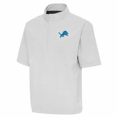 Detroit Lions Antigua Brisk Short Sleeve Quarter-Zip Windshirt Heather Gray