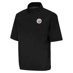 Pittsburgh Steelers Antigua Brisk Short Sleeve Quarter-Zip Windshirt Black