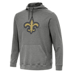 New Orleans Saints Antigua Cloud Pullover Hoodie Heather Black
