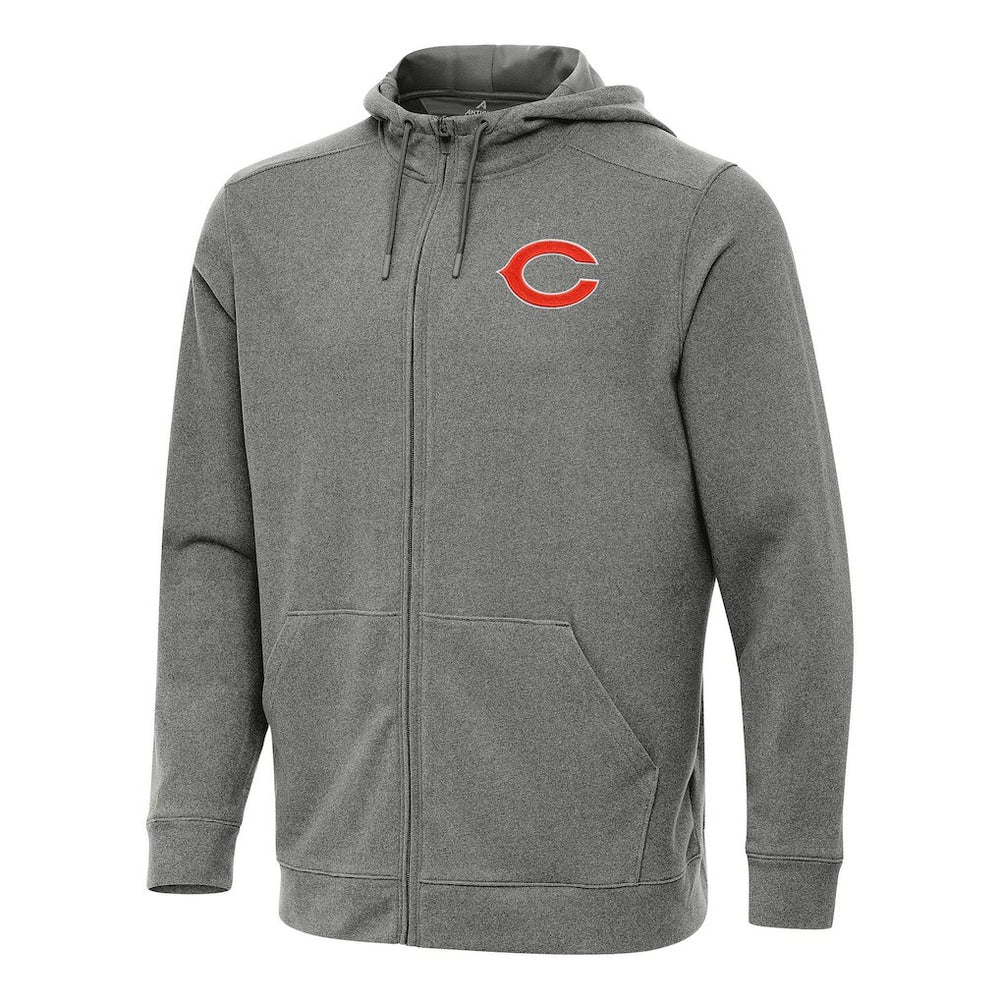 Chicago Bears Antigua Effortless Full-Zip Hoodie Heather Black