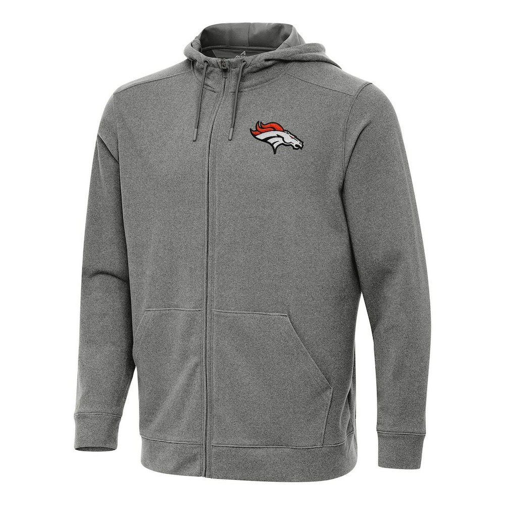 Denver Broncos Antigua Effortless Full-Zip Hoodie Heather Black