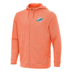 Miami Dolphins Antigua Effortless Full-Zip Hoodie Heather Orange