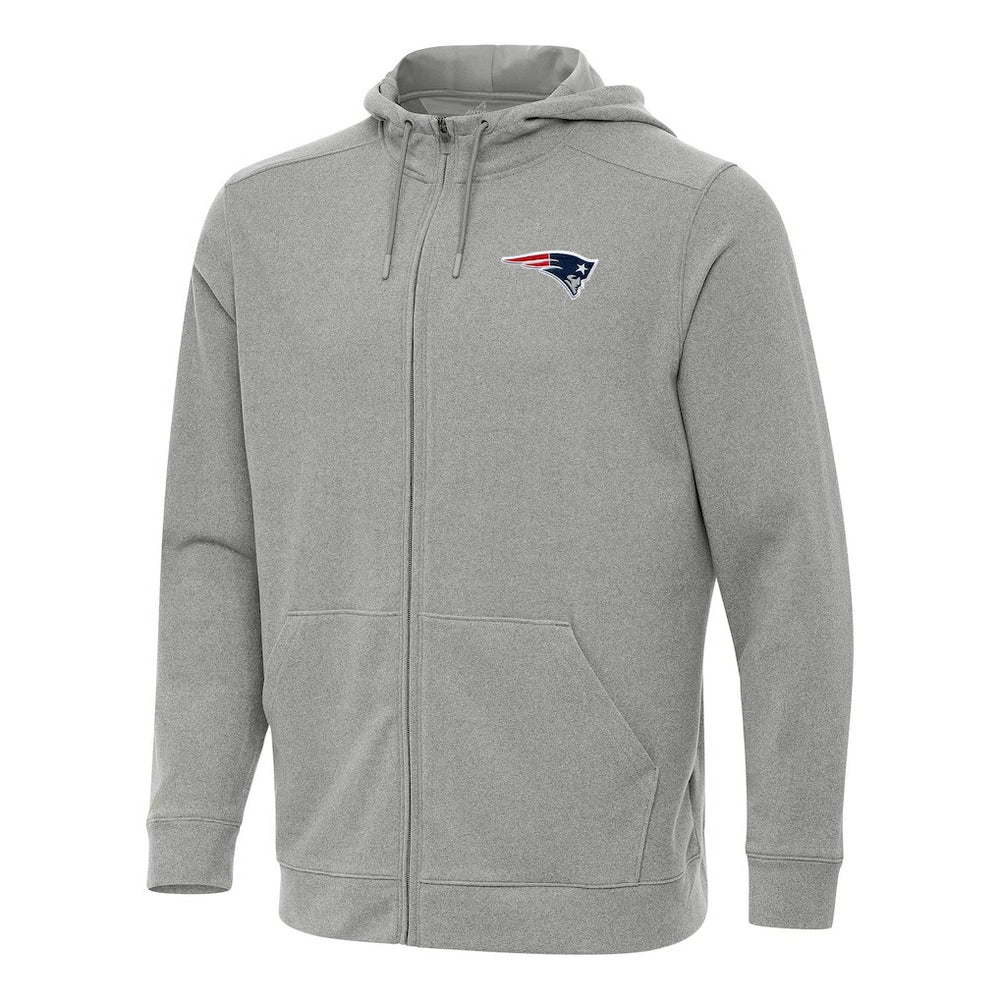 New England Patriots Antigua Effortless Full-Zip Hoodie Heather Gray