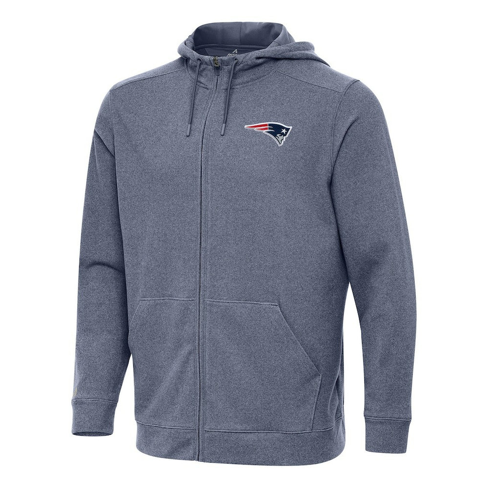 New England Patriots Antigua Effortless Full-Zip Hoodie Heather Navy
