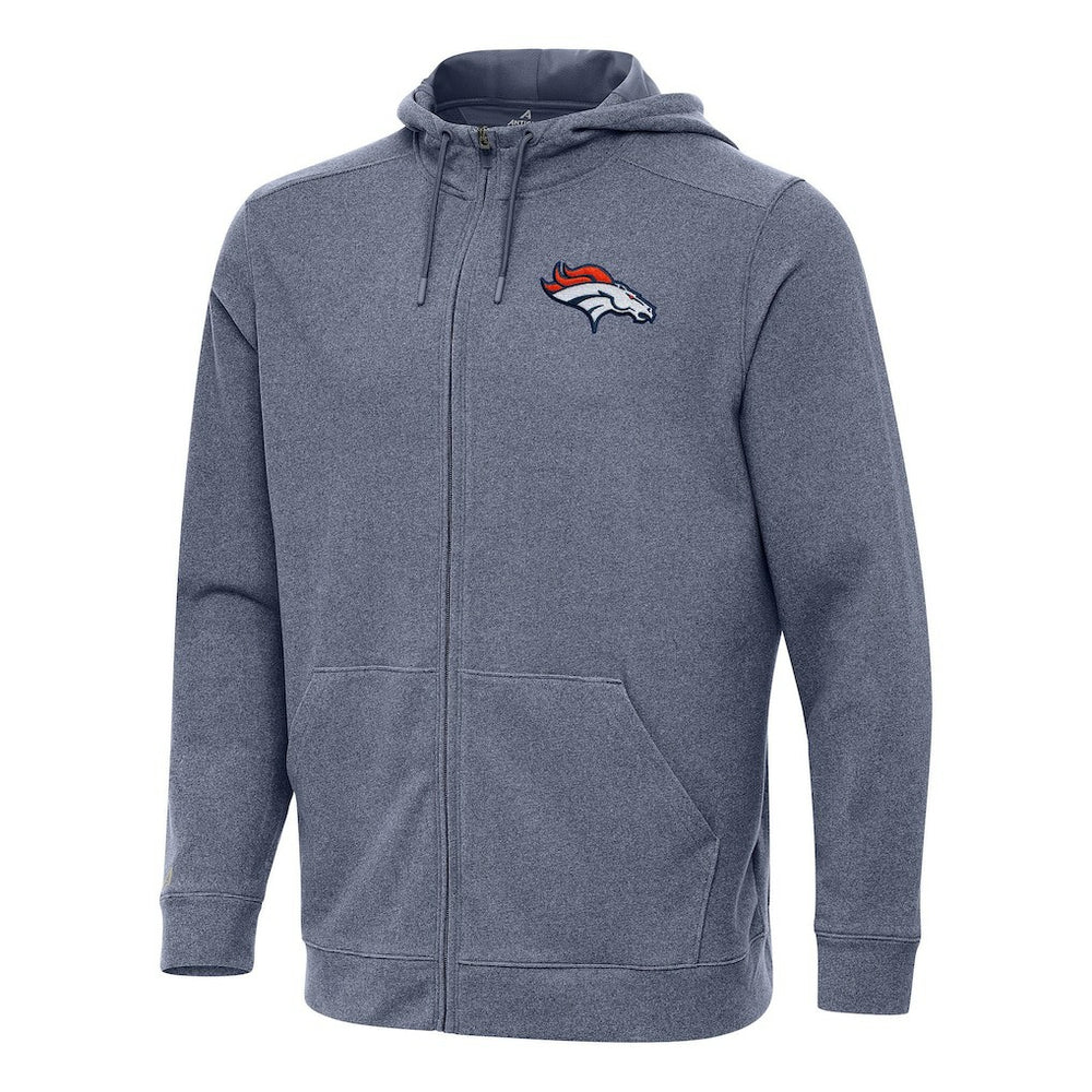 Denver Broncos Antigua Effortless Full-Zip Hoodie Heather Navy
