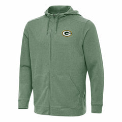 Green Bay Packers Antigua Effortless Full-Zip Hoodie Heather Green