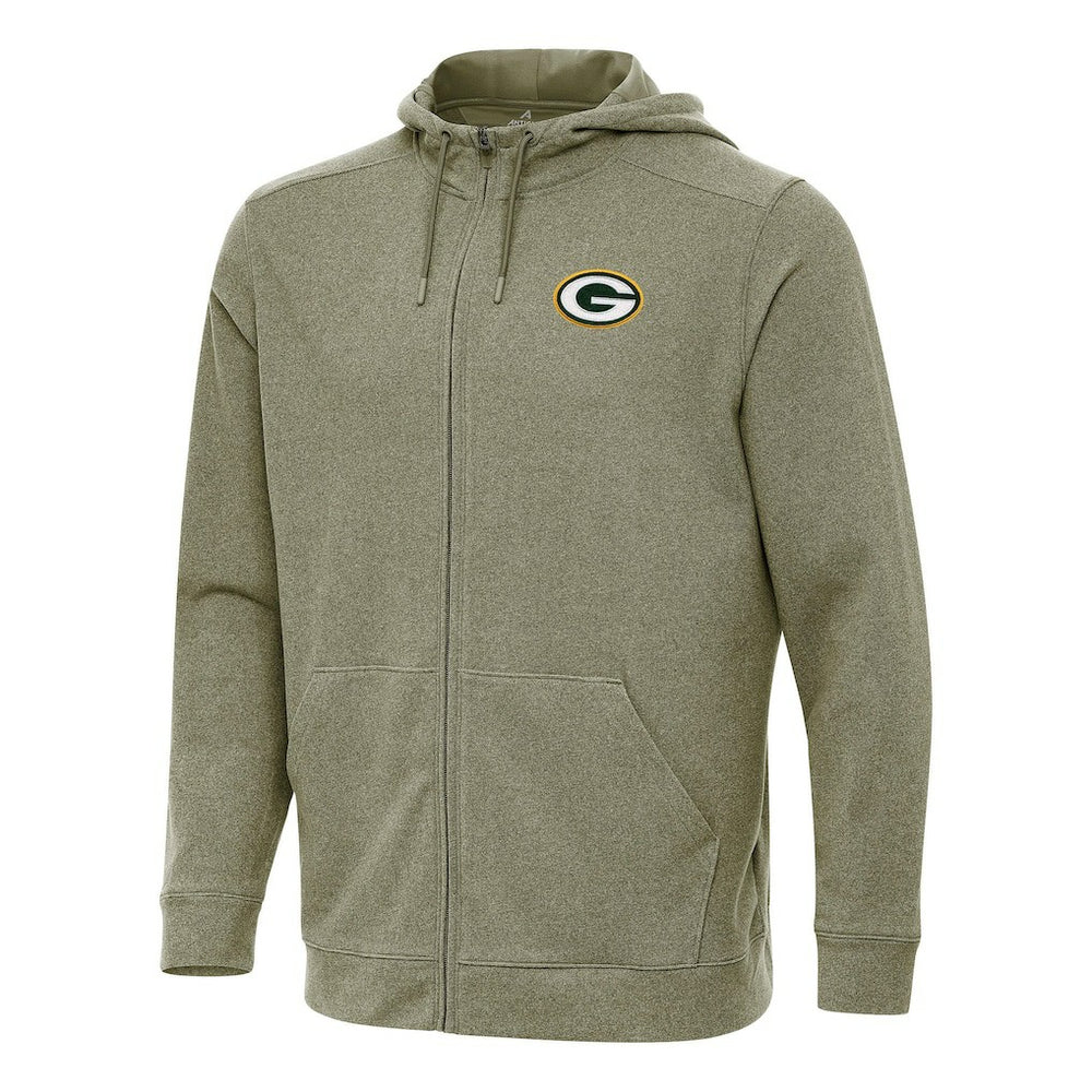 Green Bay Packers Antigua Effortless Full-Zip Hoodie Olive