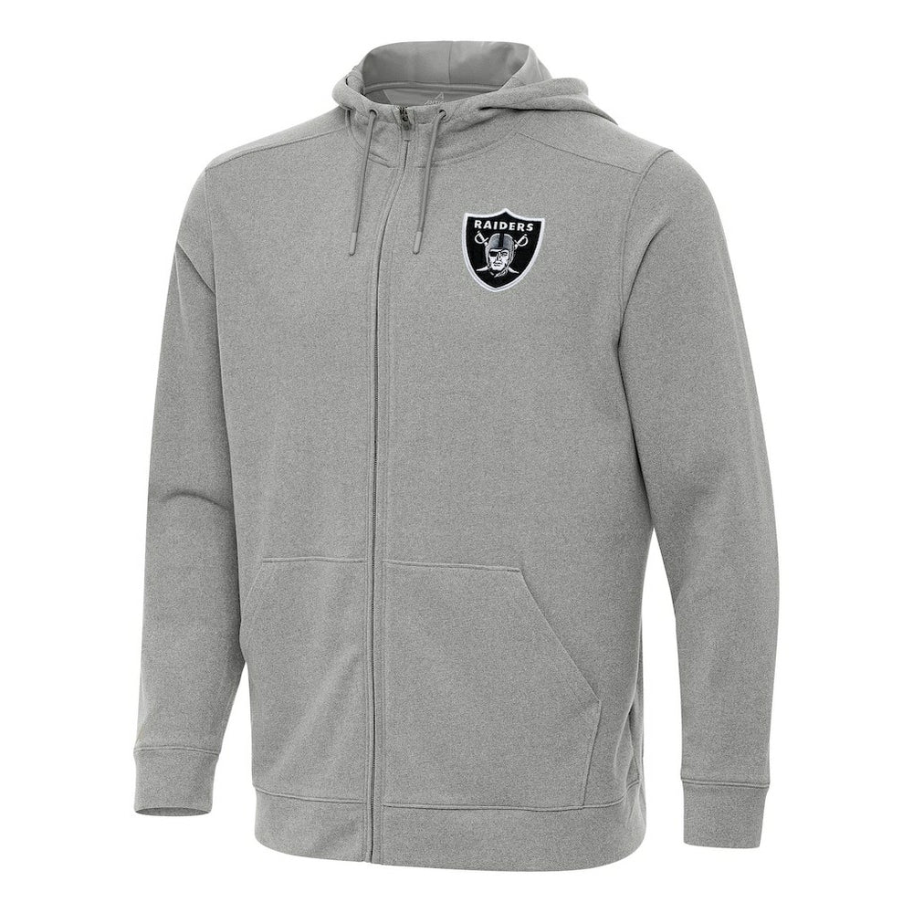 Las Vegas Raiders Antigua Effortless Full-Zip Hoodie Heather Gray